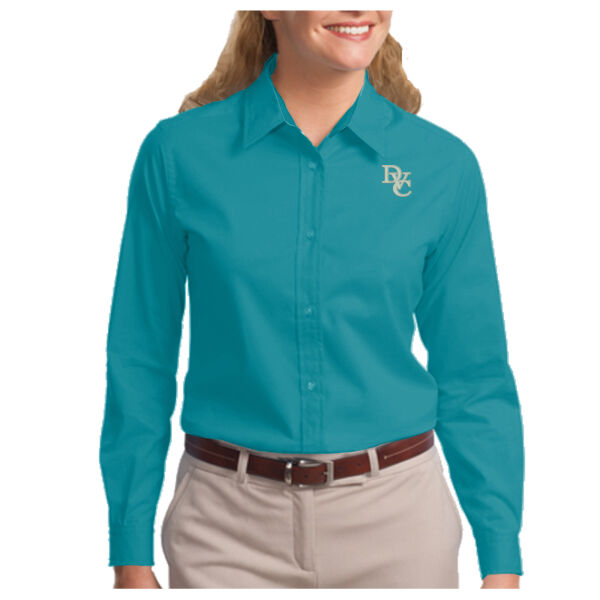 Ladies Long Sleeve Easy Care Shirt, DVC_Team_Gray/White Thumbnail