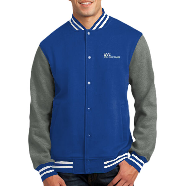 Adult Fleece Letterman Jacket, DVC_White Thumbnail